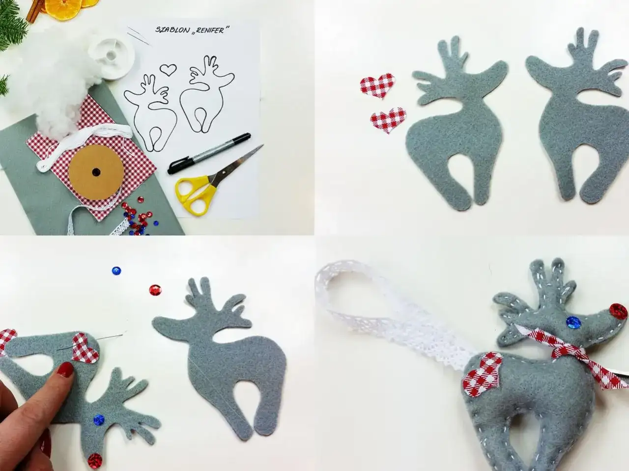 Ozdoby świąteczne DIY z filcu, papieru i szyszek